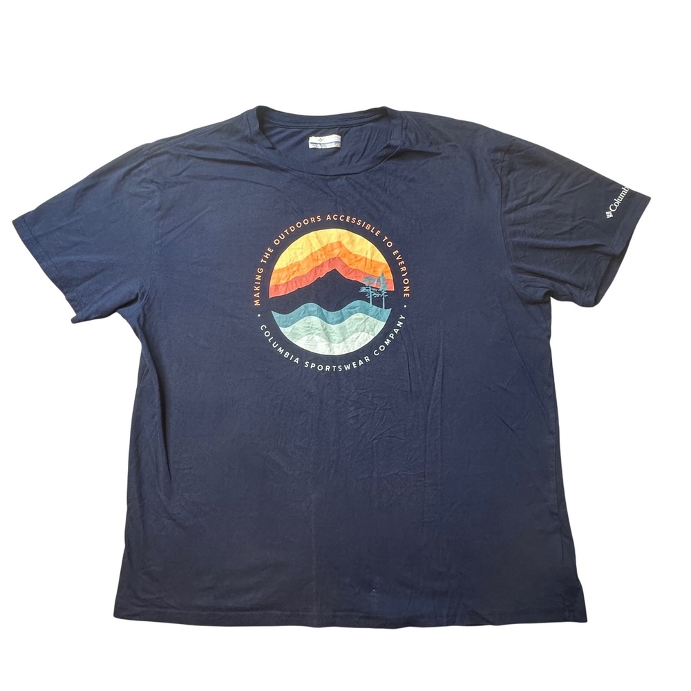 Columbia T-Shirt Mens XL Blue Graphic Tee Organic Cotton Short Sleeve EM2959‎